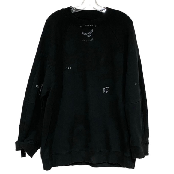 TTSWTRSLogo Crew Neck Black Sweatshirt UNIFIT Distressed Oversized
